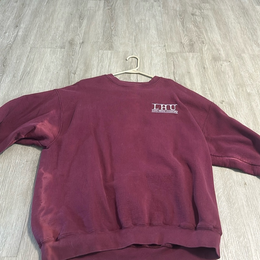 Embroidered Lock Haven University crew neck, size XL, some bleach stains on side